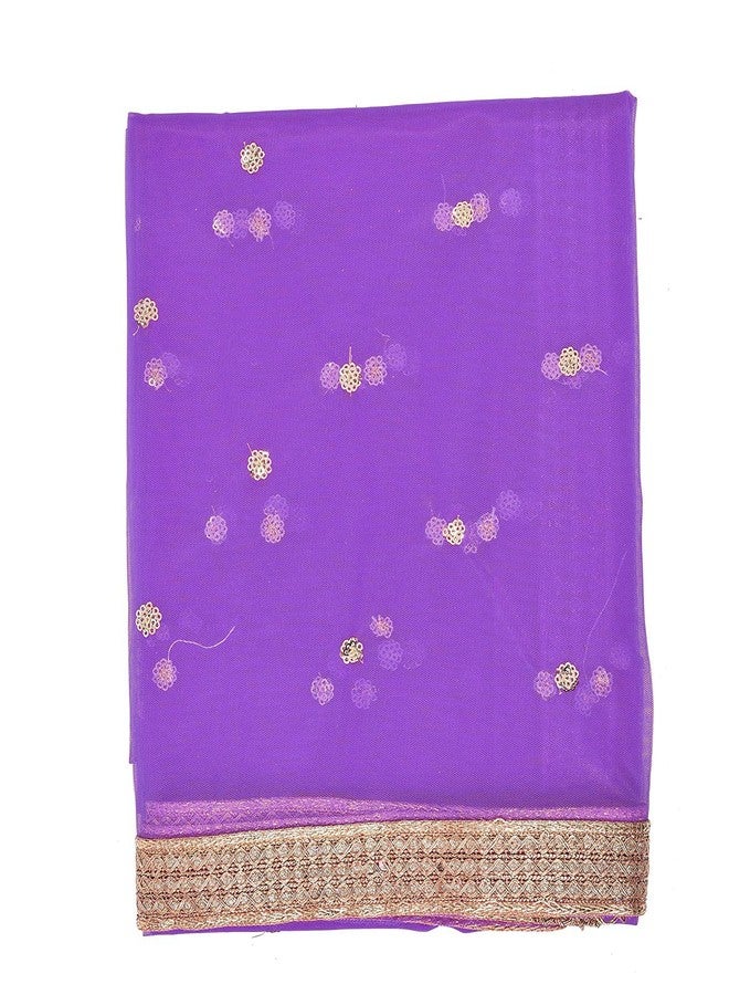 themilestocks TMS Woman's Embellished Net Dupatta Scarf Shawl Wrap Soft Indian Bridal Wedding (Medium Purple) - Image 4